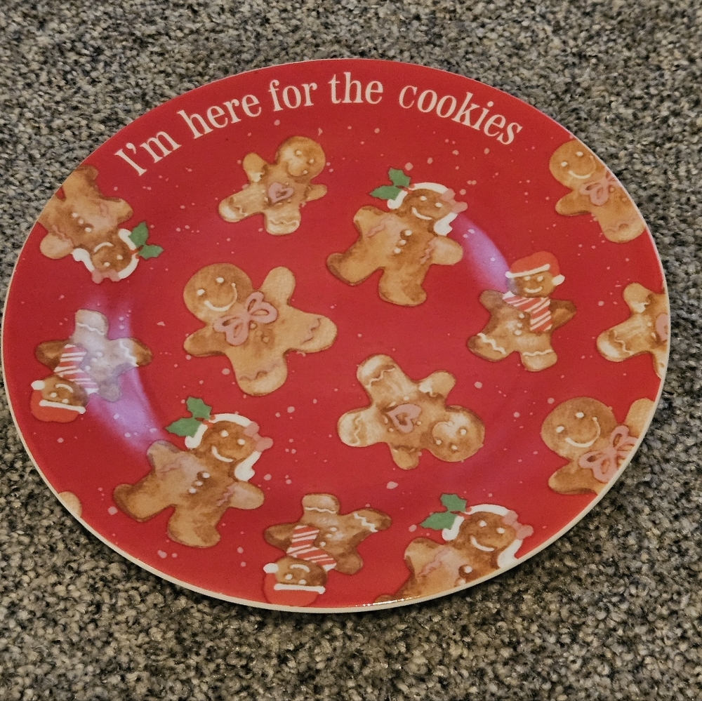 I'm Here For The Cookies Gingerbread Side Plate Ceramic Christmas Dish